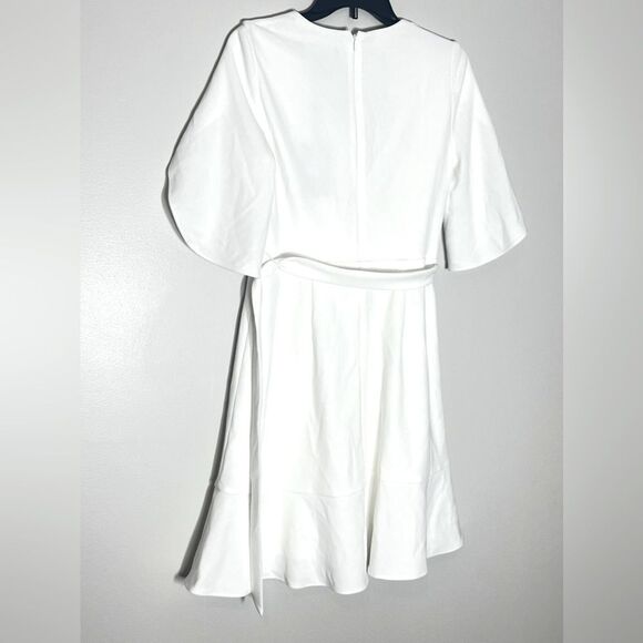 DKNY Womens Tulip-Sleeve V-Neck Dress Ivory Office Wear to Work Dress M - Picture 16 of 16